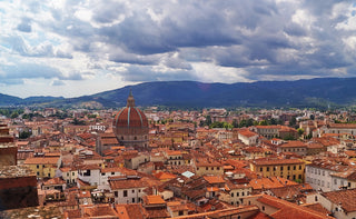 Skyline of Pistoia, Tuscany — the Italian town where Vestiti is based and its shirts are designed and made