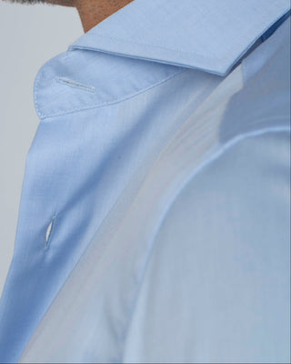 Men's blue Italian cutaway collar shirt, true to UK sizing | VESTITI