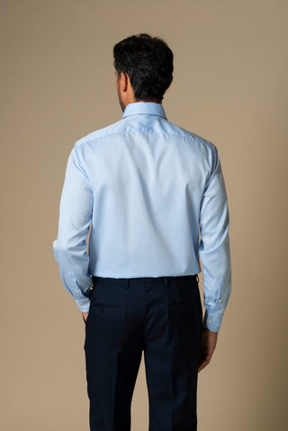 Men's blue Italian classic collar shirt, back view | VESTITI