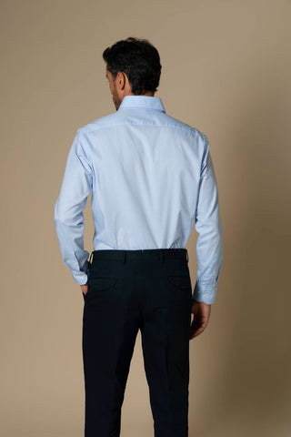 Men's blue Italian Oxford button-down shirt, back view | VESTITI