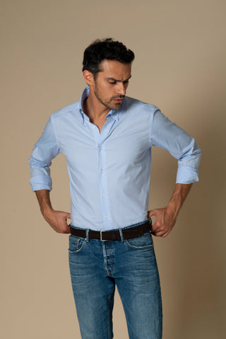Men's blue Italian Oxford button-down shirt, true to UK sizing | VESTITI