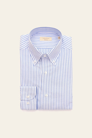 Colletto button down a righe blu