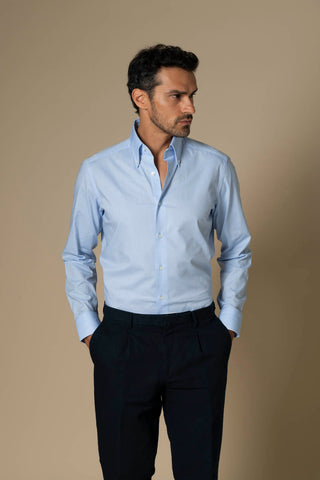 Colletto button down in Oxford blu