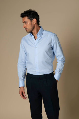 Colletto button down in Oxford blu
