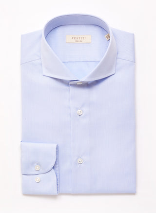 VESTITI Barga Blue Cutaway Collar Shirt - Artisan Italian Tailoring